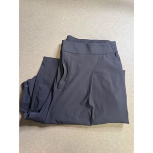 Athleta Brooklyn Wide Leg Crop Pants Gray Pleated Elastic Waist Travel Size 16